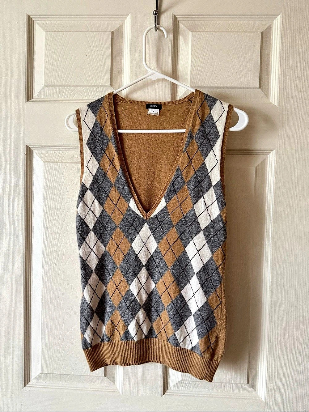 J.Crew Argyle V-Neck Sweater Vest in Brown & Gray Medium